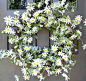 White Daisy Wreath - | ~)( Door Decor )(~