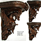Magnificent Antique Victorian Carved Oak 15" Bracket Shelf PAIR,: