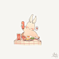 泰国插画师ᗰίn∂ɱεl0ɗϓ人气插画，内容里这只可爱的兔子叫jay。故事情节搞笑，画风也十分简练鲜明，兔子肥胖的神态，格外憨态可掬。