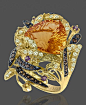  Le Vian 14k Gold Ring, Citrine, White Topaz, Chocolate Diamond and Garnet Ring