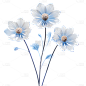 通用3D透明蓝色花束花朵元素贴纸