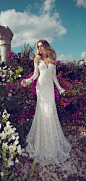 Column Lace Brush Train V-neck Natural Waist Wedding Dress: 