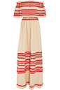 Celia Dragouni - Off-the-shoulder embroidered cotton maxi dress : Cream cotton Slips on 100% cotton Hand wash