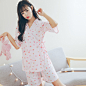 2017潮流日本和风 夏季樱花和服 可爱甜美日系家居服睡衣上下套装