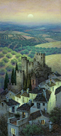 【风景油画】西班牙Luis Romero作品：浪漫迷人的西班牙乡村之夜