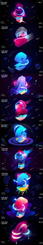 Dark Space Lights Set isometric illustrations on Behance