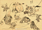 葛饰北斋（ 1760-1849 ）《北斋漫画》 


日本江户时代的浮世绘画家，他的绘画风格对后来的欧洲画坛影响很大，德加、马奈、梵高、高更等许多印象派绘画大师都临摹过他的作品。他还是入选“千禧年影响世界的一百位名人”中的唯一的一位日本人。 ​​​ ​​​​