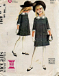 六十年代童装纸样，简洁俏皮的A字型裙装和大衣。@北坤人素材