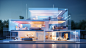 室内家居设计3D立体背景具有自动照明和声控设备的未来主义智能家居