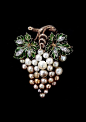 Antique Plique-a-Jour Enamel and Natural Pearl Grape Cluster Brooch.: 