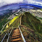  美国夏威夷瓦胡岛Haiku Stairs，通往天国的阶梯。 ​​​​