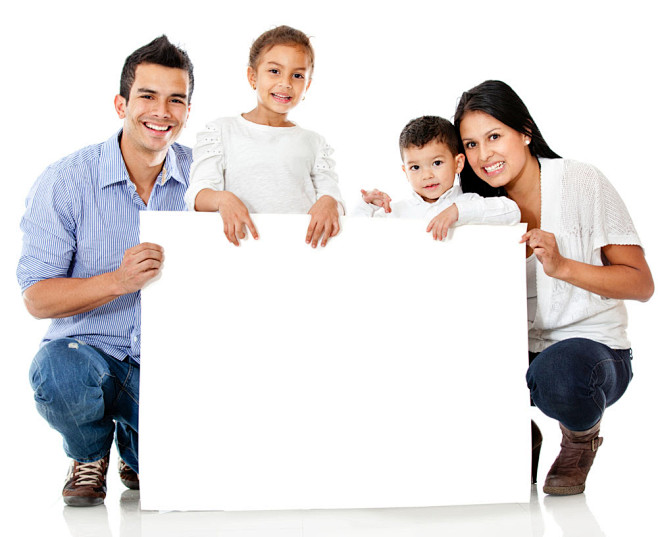 幸福家庭与广告牌图片