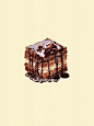 手绘水彩水粉插画-食物蛋糕甜点系列 巧克力 黑森林。。。。。。。