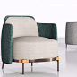 现代布艺单人沙发组合3D模型