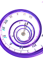 蓝紫色调夜景光感螺旋道路时钟指针罗马数字表现形式创意_3D267-ys01