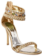 Rene Caovilla 100mm Metallic Nappa Swarovski Sandals in Gold