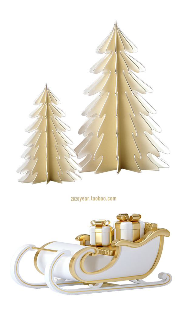 圣诞树圣诞节金色元素海报设计素材PSD分...