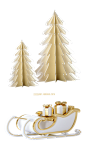 圣诞树圣诞节金色元素海报设计素材PSD分层：