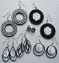 Quilling Earrings Black and White