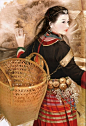 珞巴族、手绘、古典、倾城、中国风、古风、民族特色服装
