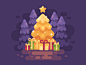 Magic of Christmas magic holiday present tree new year christmas vector illustration flat design