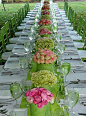 green and pink wedding table
