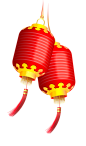 png春节新春元旦节日灯笼炮竹剪纸红色拜年中国结元素