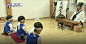 韩国亲自真人秀节目《超人归来》中三胞胎正在听候书堂先生的教诲 [图片=KBS网站截图]