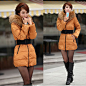2013韩版冬装加厚大码外套 中长款毛领气质棉衣女 修身保暖羽绒服-淘宝网