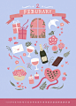 2月 鲜花红酒 信封巧克力 丝带礼物 情人节快乐 2019手绘日历设计PSD ti331a2501