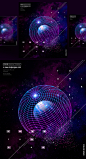 色彩空间星球元素海报PSD模板Color space star posters template#ti436a1202 :  