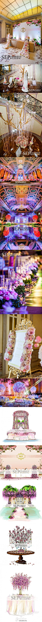 #婚礼布置# 淡雅的粉色与奢华的紫色,在婚礼中最经典的色彩搭配布置欣赏。【by@九月婚礼策划馆】http://www.lovewith.me/share/detail/all/27314