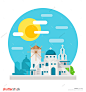 Santorini flat design landmark illustration vector