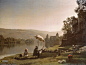 法国博利厄的多尔多涅河，一名画家正在岸边作画。这幅作品由美国《国家地理杂志》摄影师朱勒斯-加维斯-考特勒蒙特1923年前后使用奥托克罗姆微粒彩色干板拍摄。 #人文纪实#