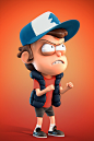 Dipper Pines, Yury Muzyrya :   A quick tribute to the "Gravity Falls" animated series hero Dipper Pines. I wanted to make him as close as possible to the original, with the exception of materials, perhaps.
  The character is fully animation rea@