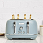 Haden Highclere Innovative 4 Slice Retro Vintage Countertop Wide Slot Toaster Kitchen Appliance with Self Centering Function, Pool Blue - image 2 of 6
