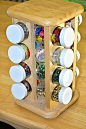 Use a spice rack for little arts and crafts materials such as glitter, beads, sequins, and googly eyes. Seriously... this is brilliant! Why didn't I think of this?