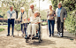 Group of old people walking outdoor