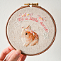 Do a Little Dance - Bunny Rabbit & Flowers Handmade Embroidery Hoop Wall Art 5"