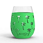 Wine Glass - 18oz Indoor and Outdoor Glass with Protective Silicone Sleeve - Set of 2 - Palm Tree