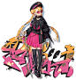Black/Pink girl, Rinotuna : Character design inspired graffiti