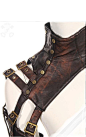 sleeve armour - detail. Steampunk, leather, brass buckles: