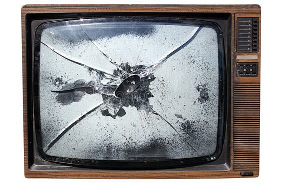 TV with a smashed sc...