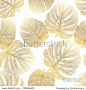 Seamless pattern with tropical leaf palm . Vector illustration. 