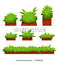 Cartoon Bushes, Hedges And Grass Leaves Set/ Illustration of a set of cartoon spring or summer and green icons, with bush, hedges for ui game