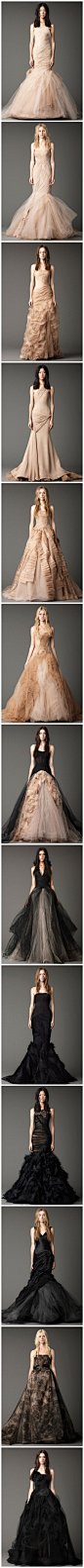 VeraWang 系列婚纱，美好的薄纱质感，黑色也同样拥有迷人效果~