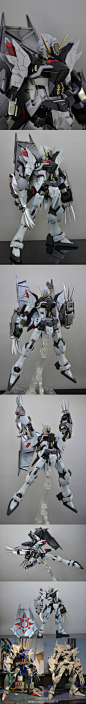 #模型范例# MG 1/100 Destiny Gundam: [グレイ殺し] by _kyo (modelers-g) 该作品以MG 1/00为主体 全身多处面板装甲均用脚板及其他零件自制 双爪则是@DRAGON_MOMOKO 的套件和其他零件组成 整体造型十分狂野 最后整体参考了数码宝贝中的战斗暴龙兽大家发现了吗？