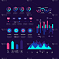 信息图表元素。条形图市场信息图，饼图，选项工作流图与百分比，圆图向量集