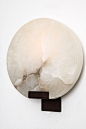 1stdibs.com | Pair of Polished Veined Alabaster "Moon" Sconces by Stephen Downes