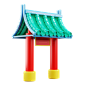 Chinese Temple Gate 3D Illustration